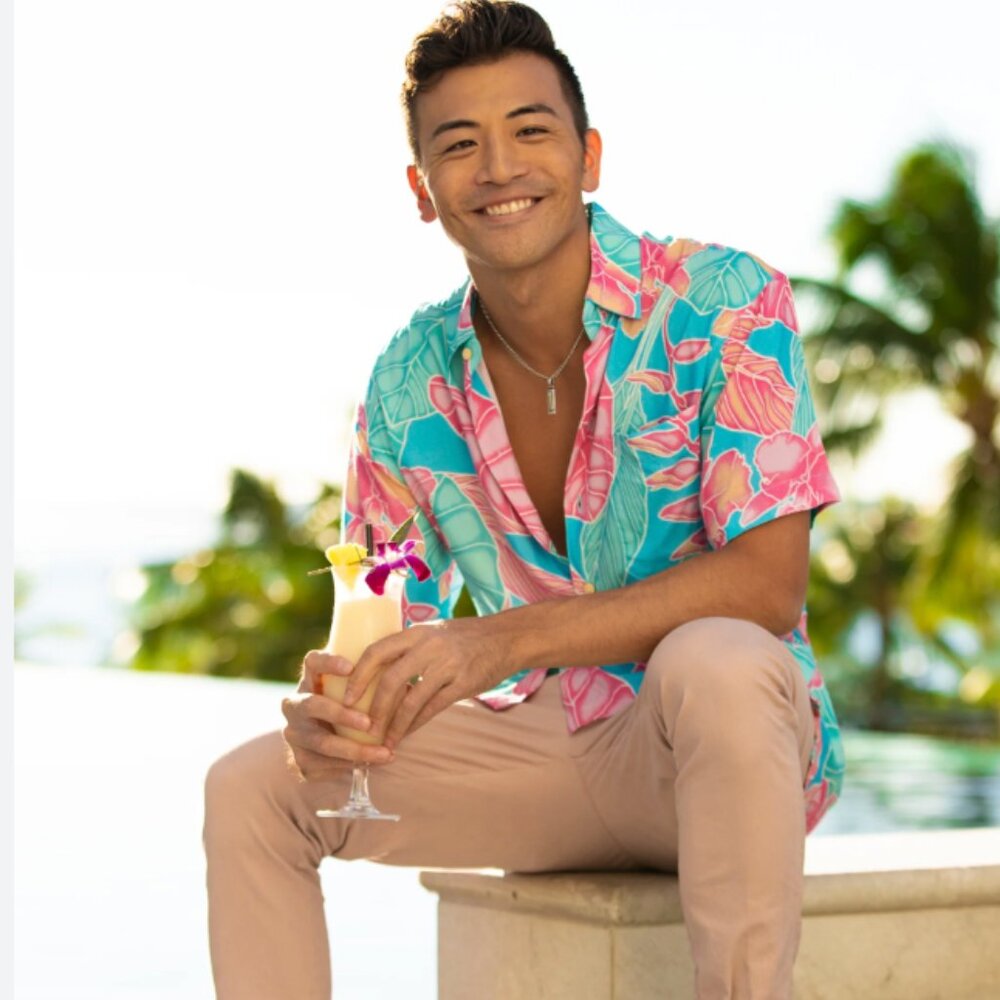 Kenny Flowers Pink and Blue Casual Button Down Shirt